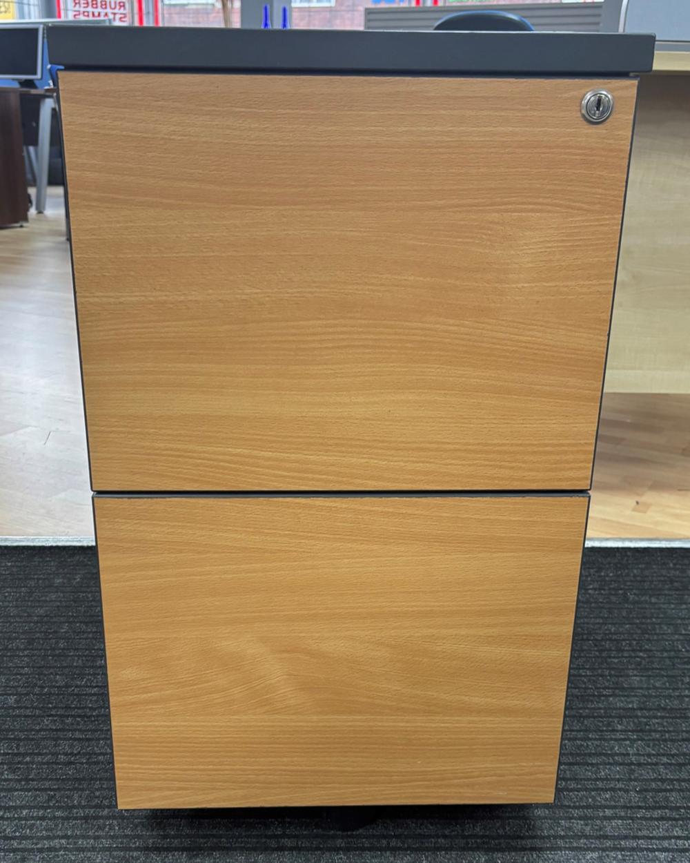 Beech Mobile Desk Pedestal (edging missing from rear)