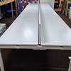 8 Person White Bench Desk with Central Screens and Cable Trays 6800x1600mm