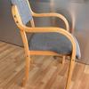 Beech Framed Stacking Arm Chair with Grey Fabric