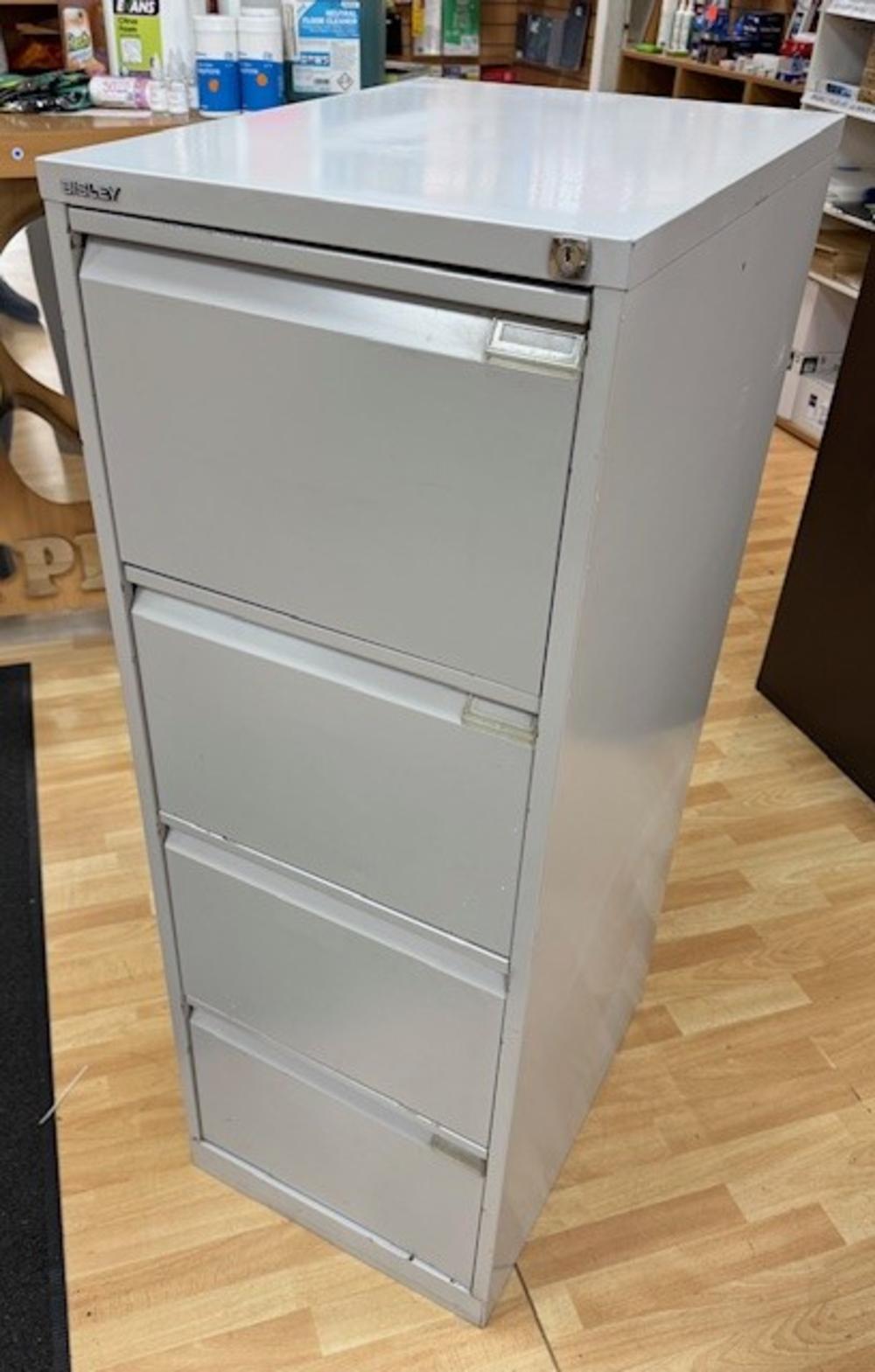 Bisley 4 Drawer Filing Cabinet Grey NON LOCKING