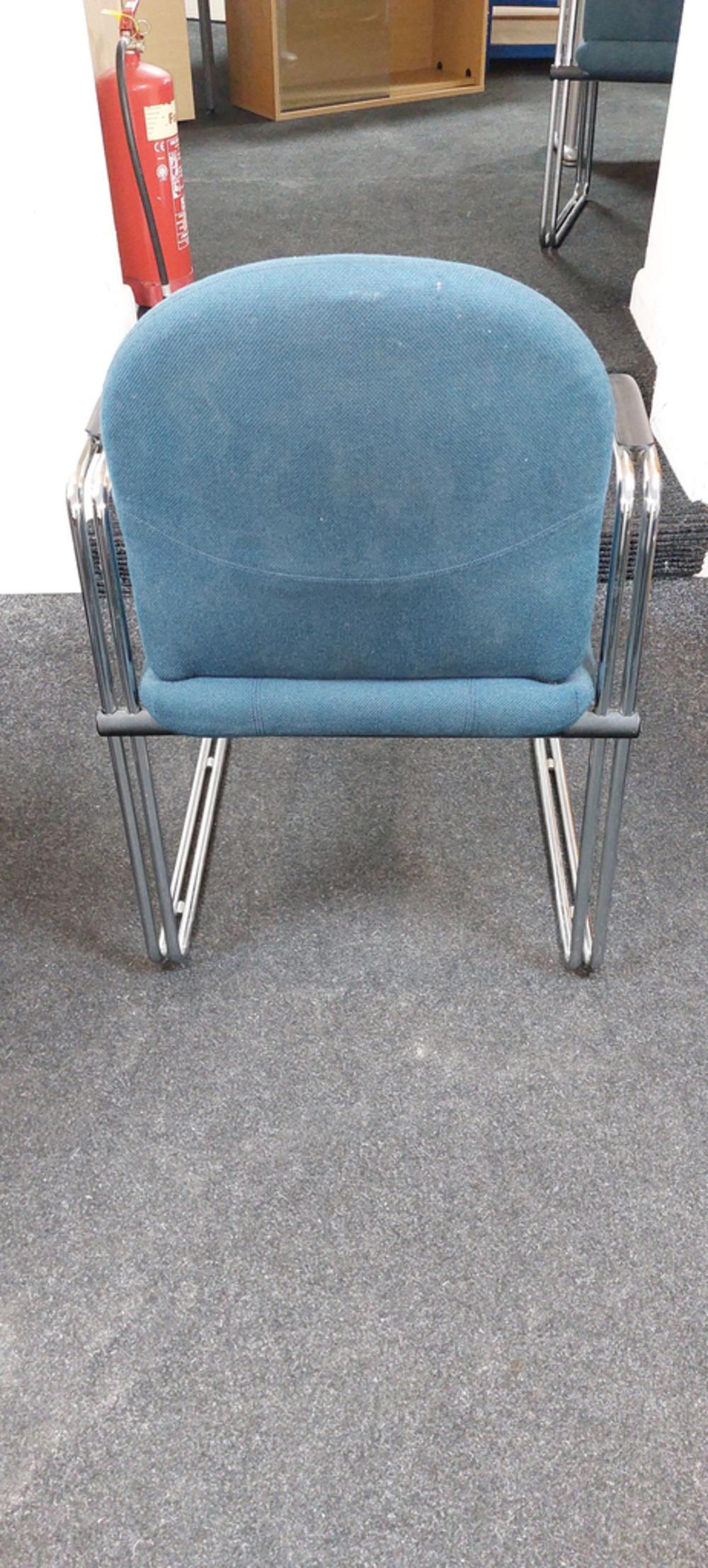 Green Fabric Meeting Chair With Chrome Frame And Fixed Arm Rests
