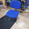 Set Of 8 Blue Fabric Stacking Meeting Chairs Chrome Frame