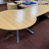 Beech Workstation Desk with Conference Meeting Point End