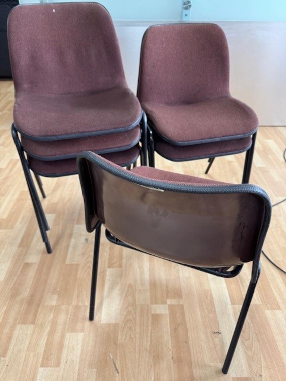 Set of 6 Brown Fabric Stacking Chairs