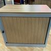 Santiago Cherry Desk High Tambour Cupboard with Silver Metal Carcass