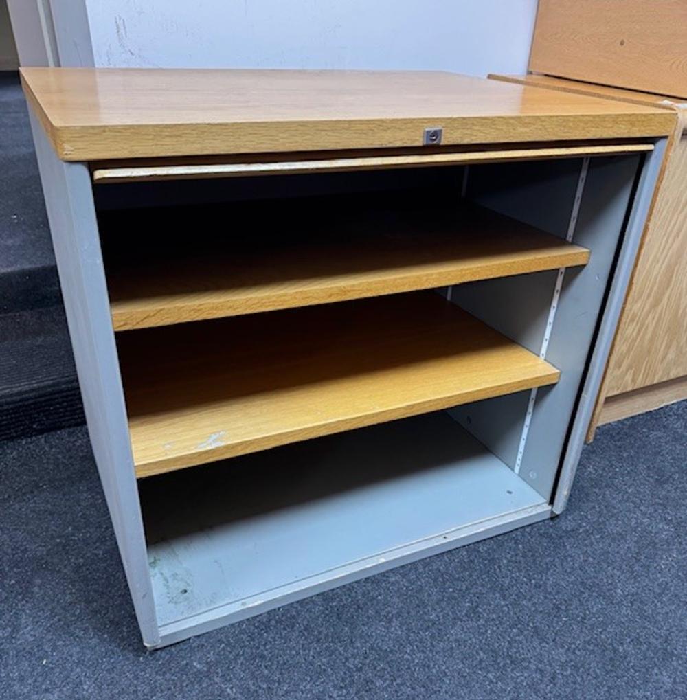 Oak Tambour Door Cupboard with Shelves