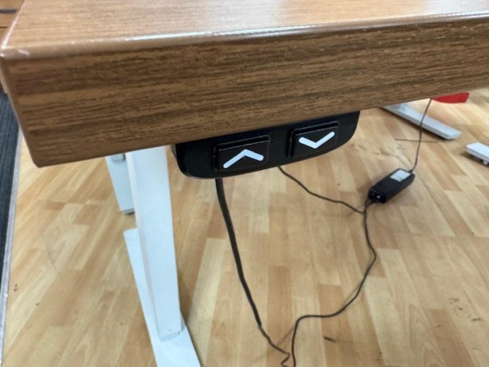 Electric Height Adjustable Desk in Walnut with White Frame 1600 x 800mm