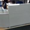 Gloss White Counter 2400mm x 1600mm with Hutch and Glass Shelf