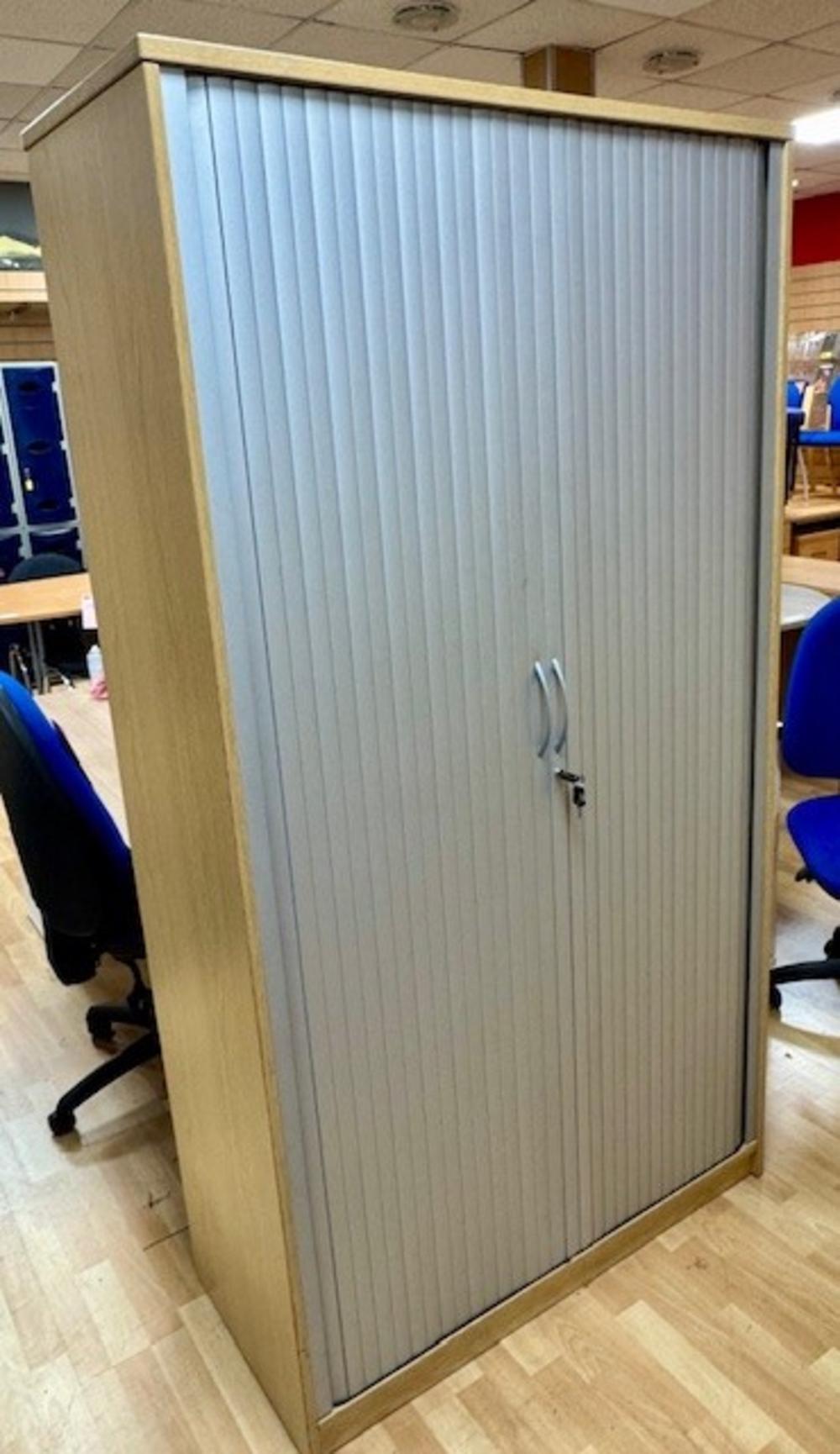 Stone Oak 2000mm High Tambour Cupboard