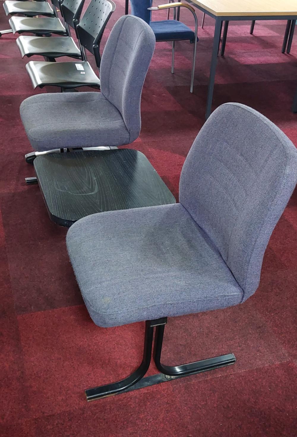 Purple Waiting Room Chairs with Fixed Wooden Table