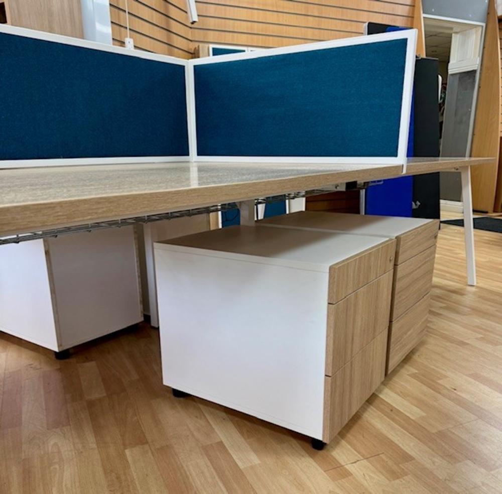 Senator 4 Person Beam Desk with Soft Close Pedestal Drawers, Dividing Screens and Cable Trays