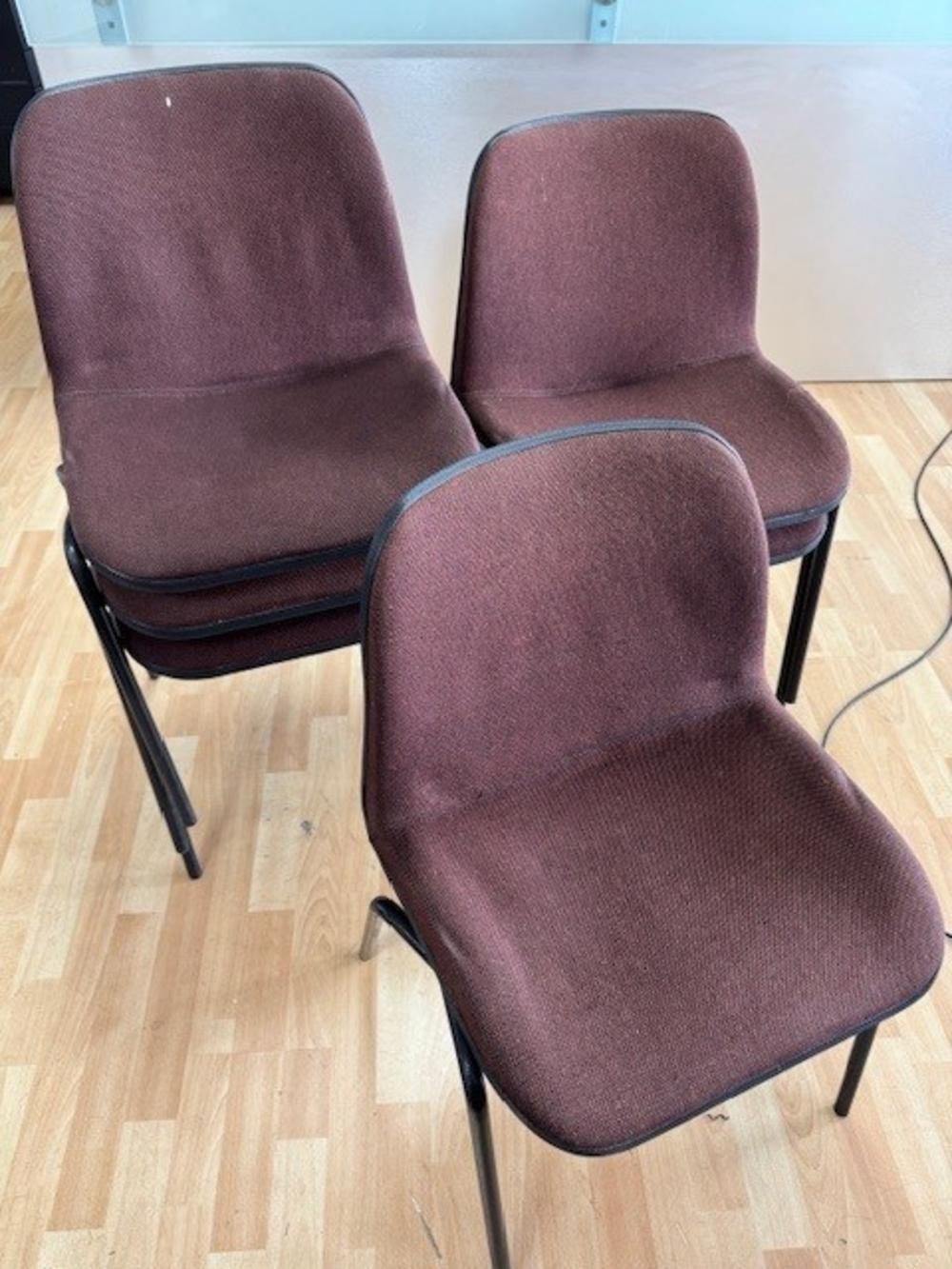Set of 6 Brown Fabric Stacking Chairs