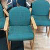 Set Of 3 Low Level Reception Chairs With Wooden Arms 