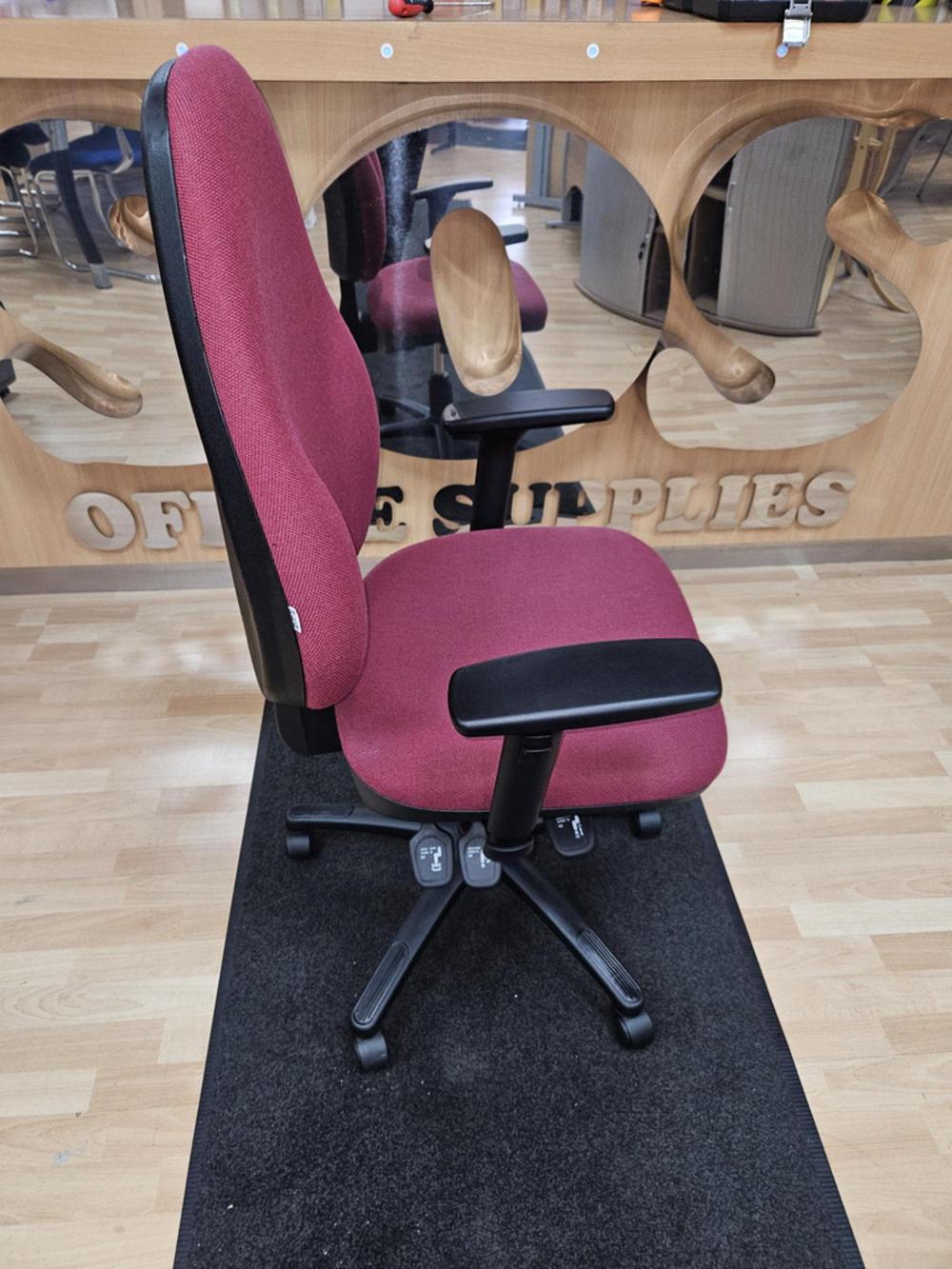 Burgundy High Back Operator Chair With Adjustable Arms 