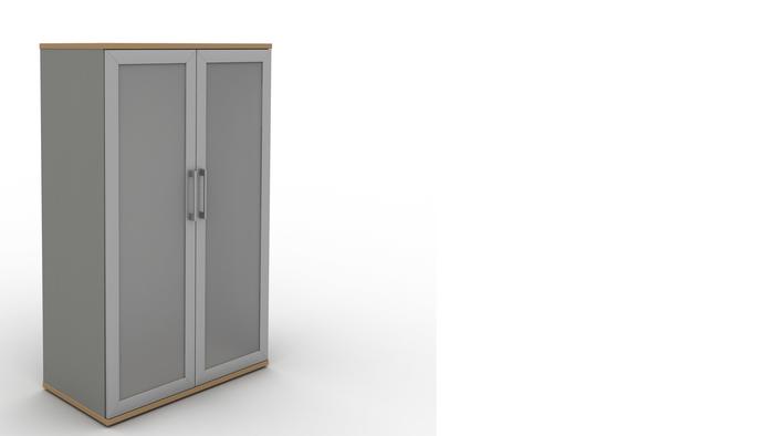 Frosted Glass Double Door Storage Unit 16 Beech