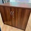 Walnut Desk High Cupboard with Adjustable Shelf