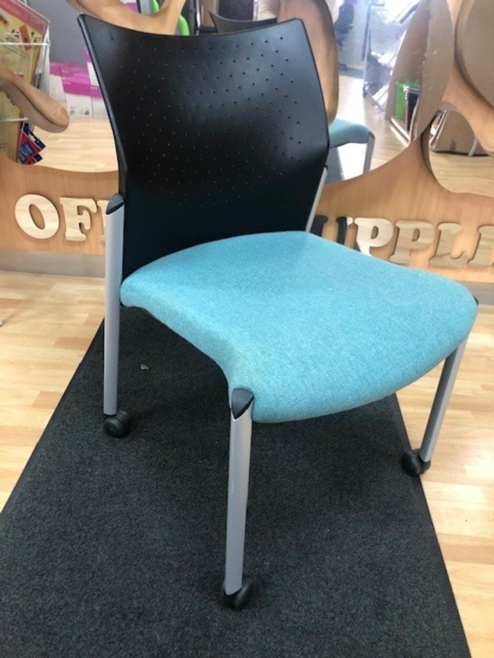 Green Fabric Stacking Chair with Castors