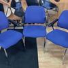 Set of 3 Blue Side Chairs with Fixed Arms and Chrome Legs