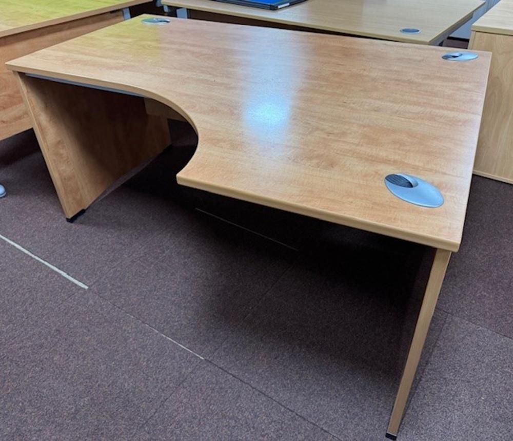 Elite 1600mm Radial Desk With Panel End Legs in Champagne