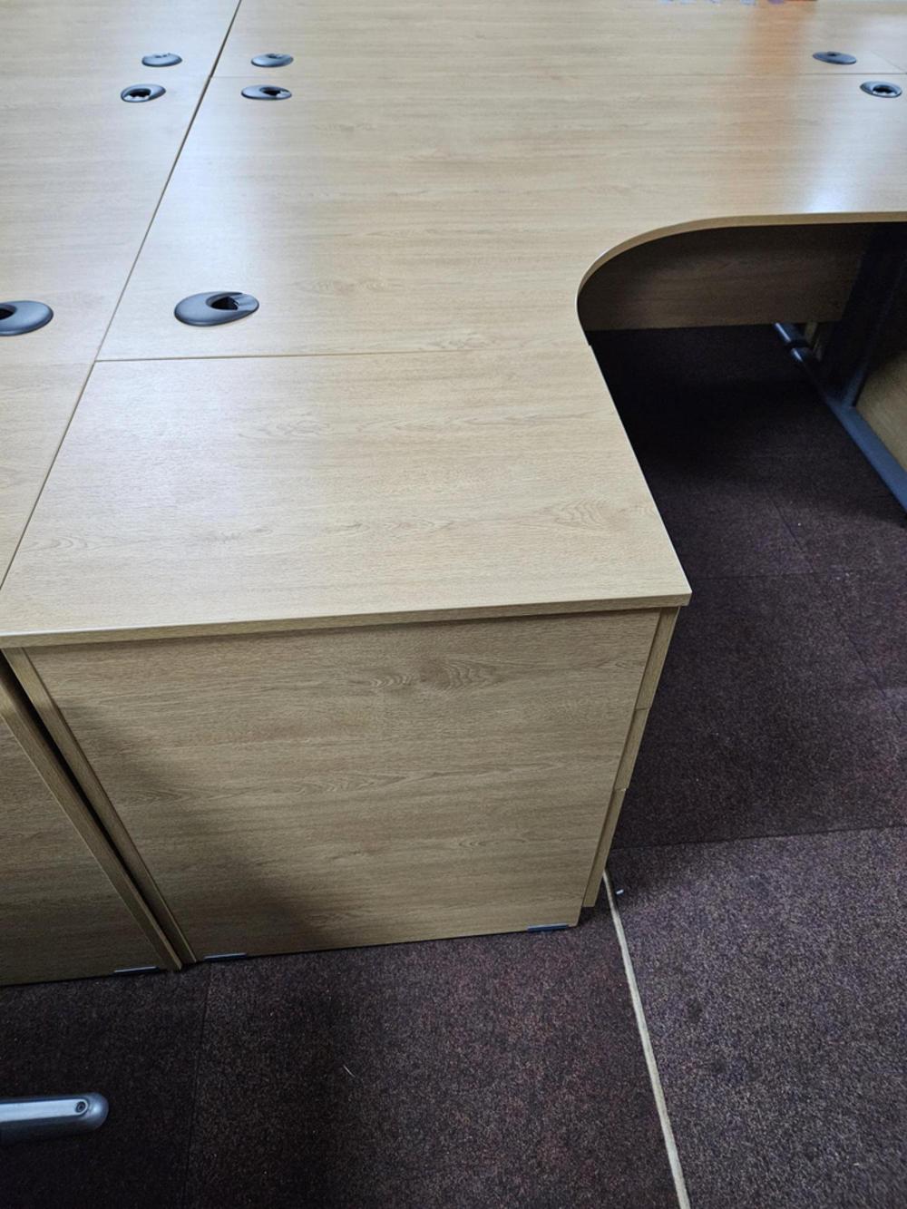 Light Oak Radial Desk With Desk High Pedestals 