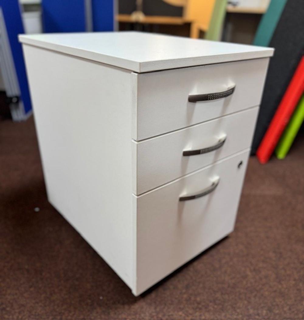 White 3 Drawer Mobile Pedestal 