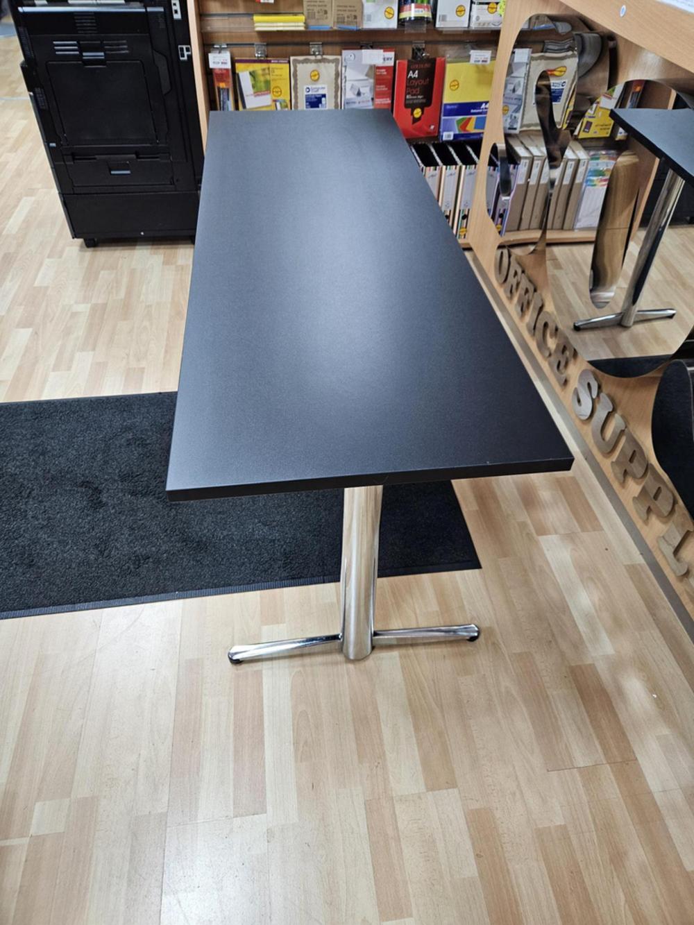 1575mm Wide Black Narrow Workstation / Meeting Table