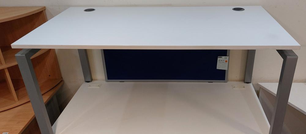 White 1600mm Bench Desk with Cable Tray