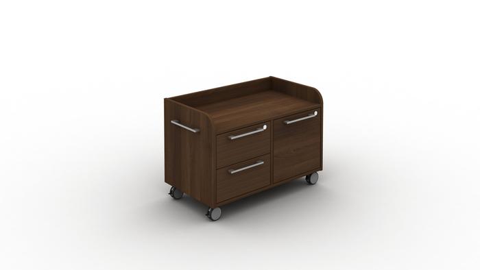 Mobile Return Caddy 3 Drawers Right Hand Walnut
