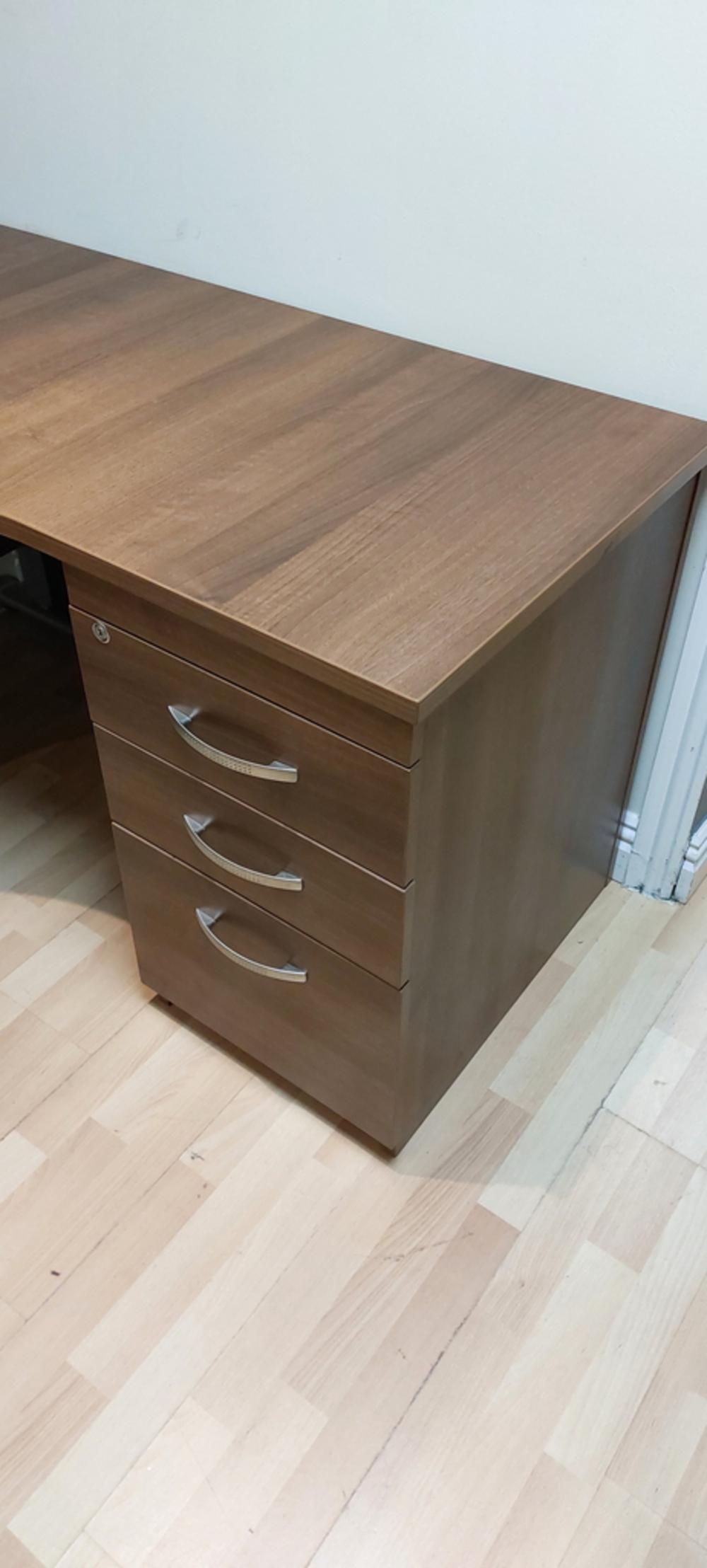 1400 x 1400mm Imperial Walnut Combi Desk With Drawers