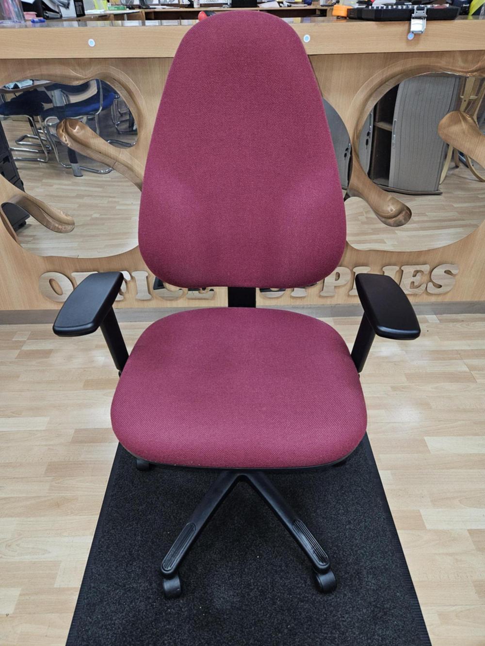 Burgundy High Back Operator Chair With Adjustable Arms 