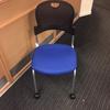 Mobile Side Chair With Black Plastic Back Rest Blue Fabric 