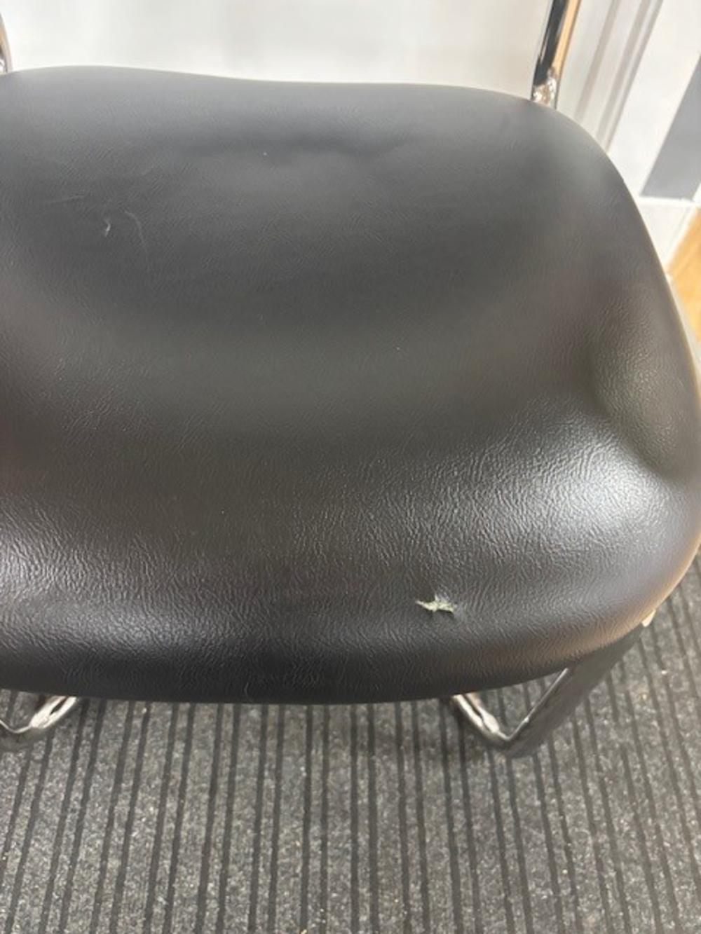 Black Faux Leather Cantilever Arm Chair