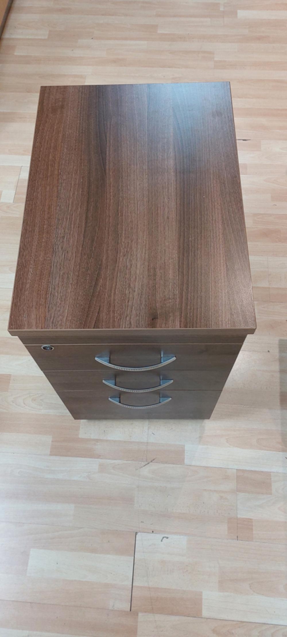 Walnut 3 Drawer Pedestal