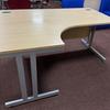 Stone Oak 1600mm Radial Desk Left Handed - Silver Frame