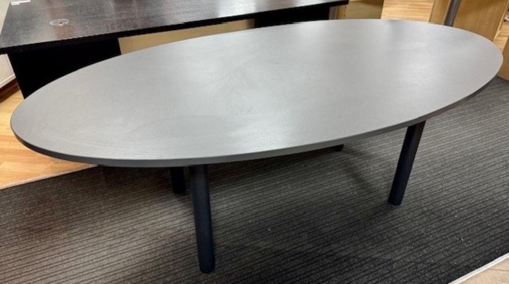 2000mm Oval Meeting Table Graphite on Black Frame