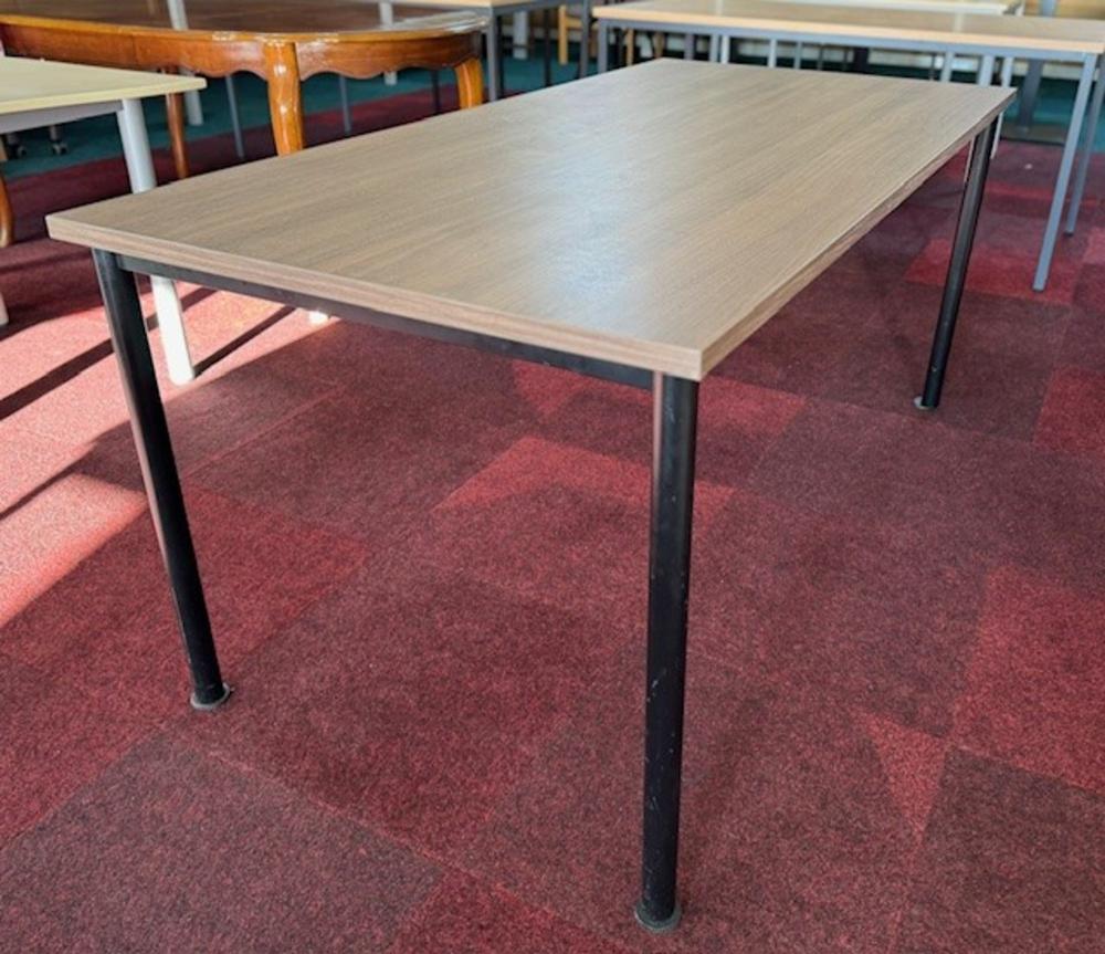 Walnut 1600mm Canteen Table with Black Frame