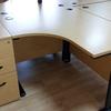 Left Handed Calva Oak 1400 x 1600mm Radial Desk With 600mm Ends