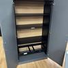 Graphite Double door Cupboard with Metal Shelves & Roll Out Suspension File Frame