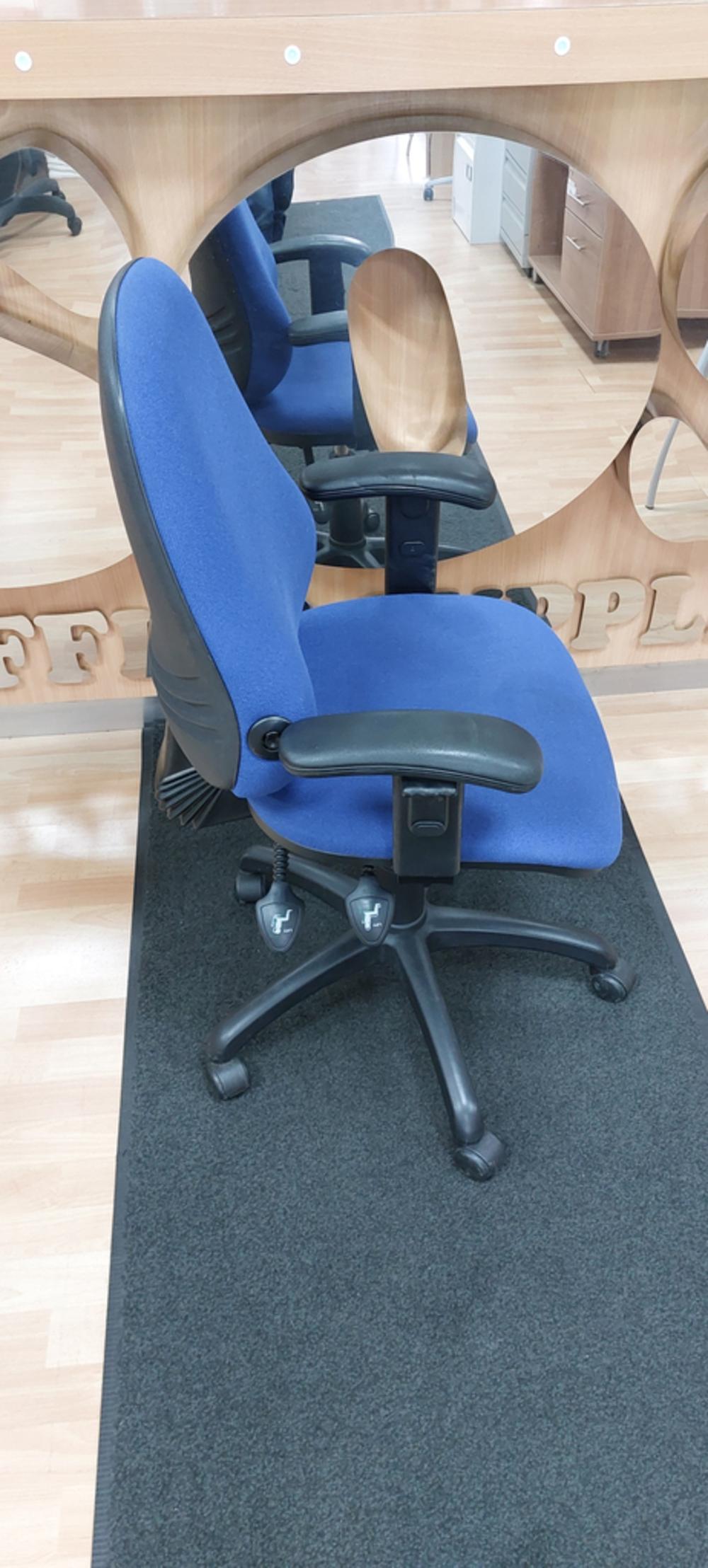 Blue Operator Chair With Adjustable Arms 