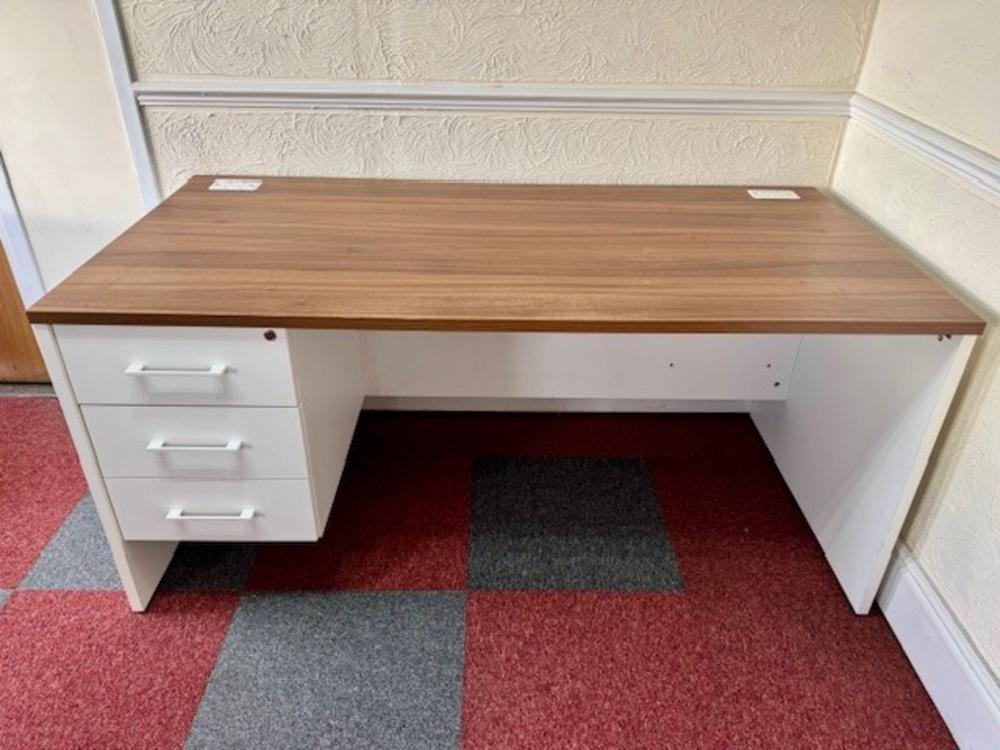 Imperial Panel End Desk 1600 x 800m in Dijon Walnut / White