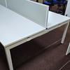 8 Person White Bench Desk with Central Screens and Cable Trays 6400x1600mm