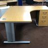 Imperial Qudos R/H Calva Oak 1600mm Radial Desk + Desk High Pedestal