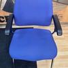 Set of 3 Blue Side Chairs with Fixed Arms and Chrome Legs