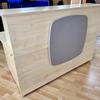 Maple Reception Counter with Decorative Front Panel & Desk Hutch