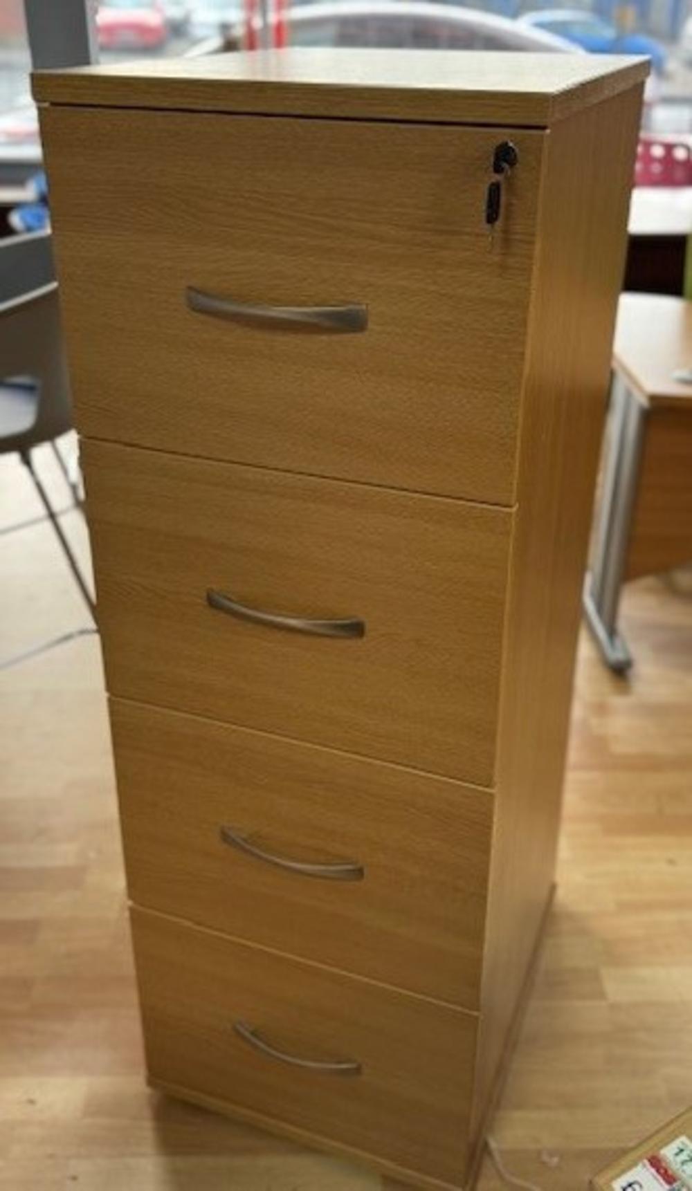 Imperial Light Oak 4 Drawer Filing Cabinet Silver Handles