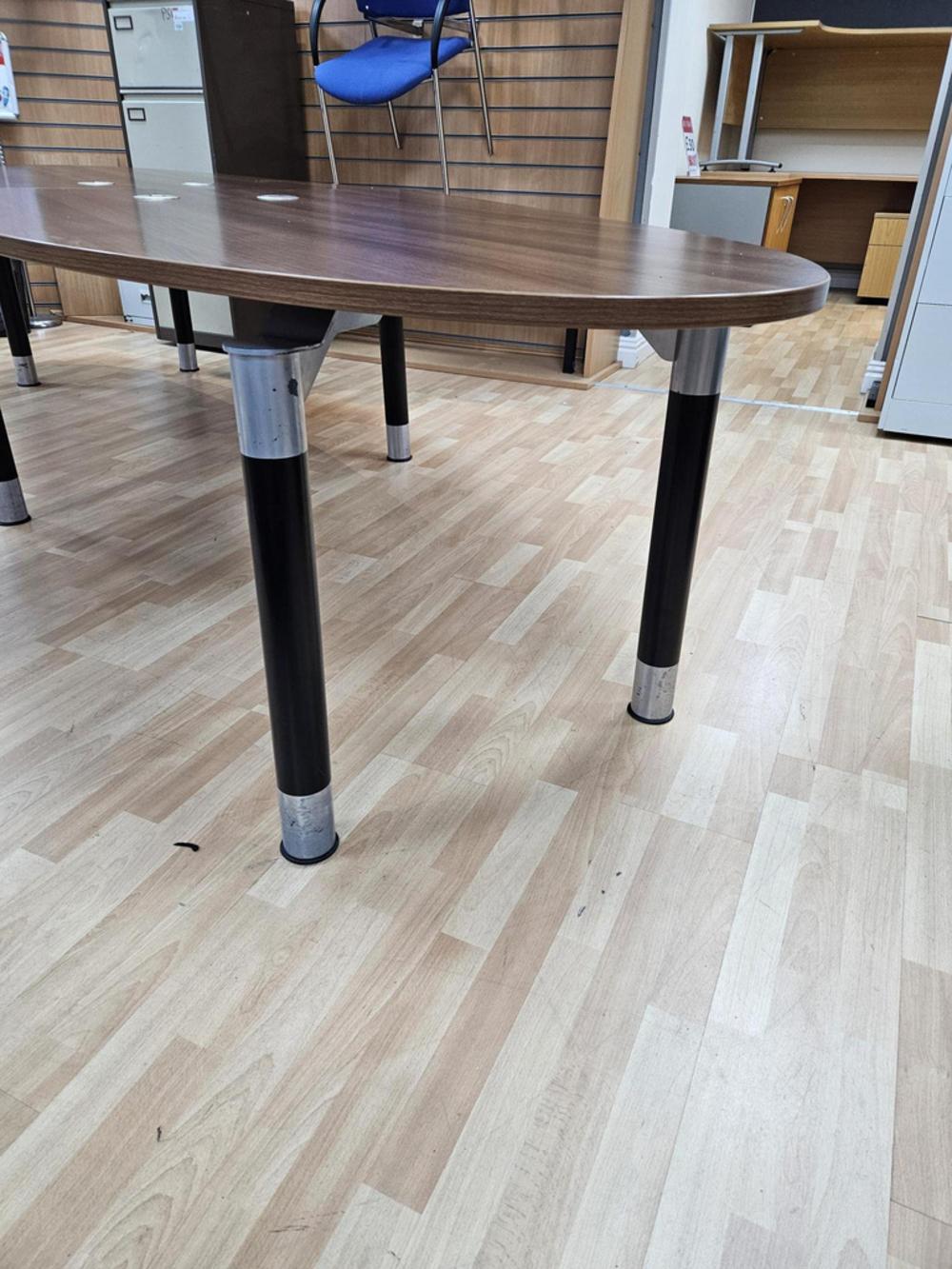 Elliptical Walnut 3600mm Boardroom Table With Cable Ports