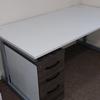 1600mm White Workstation With Anthracite Mobile Pedestal 