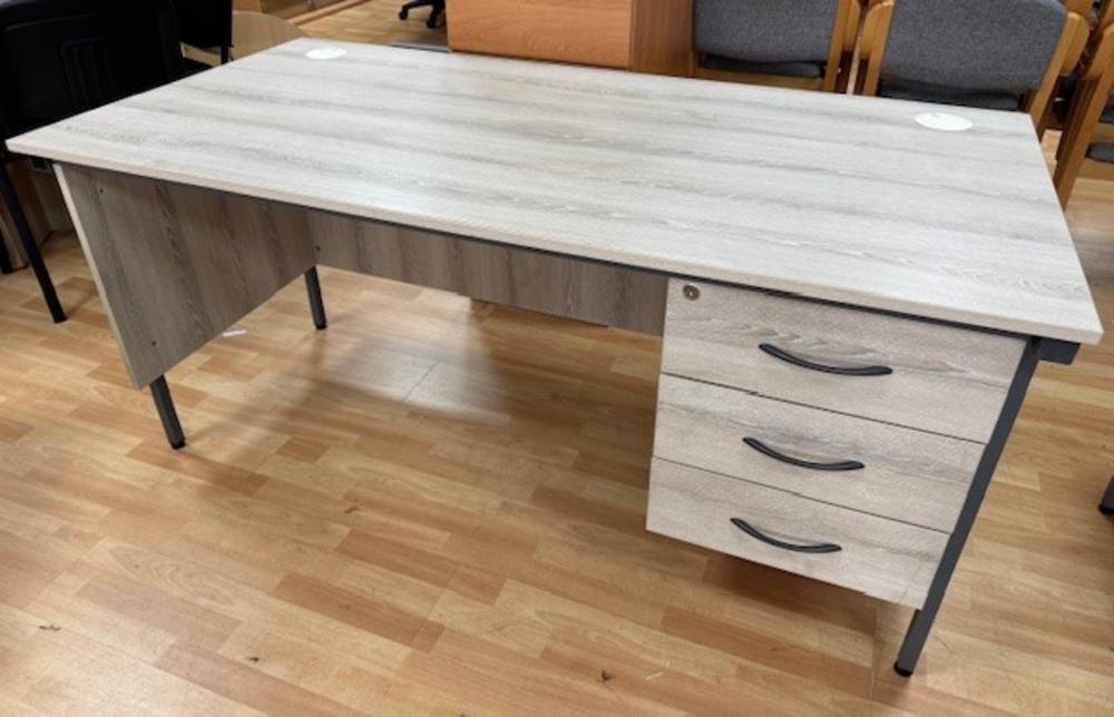 1600mm Grey Oak Single Pedestal Desk