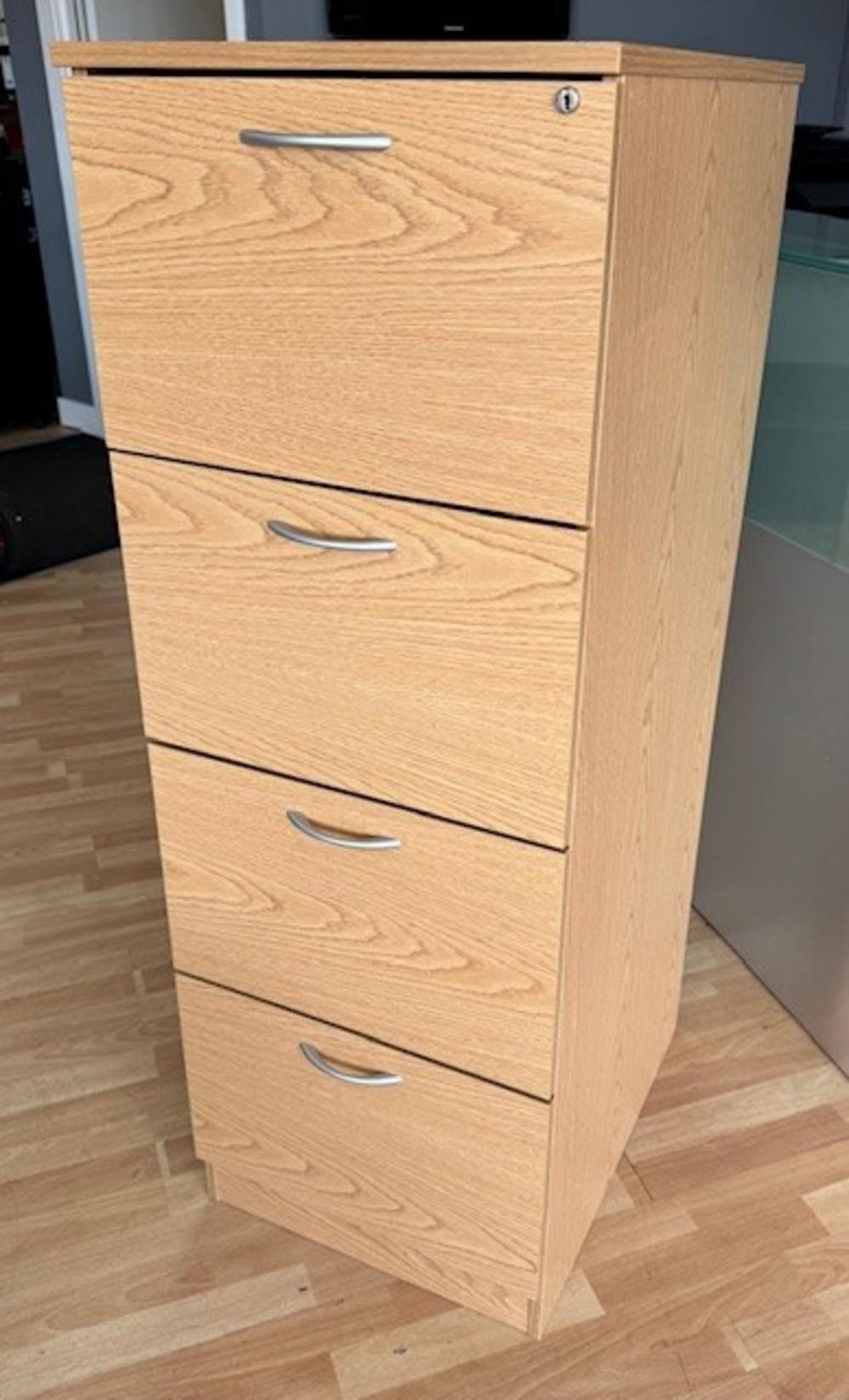 Eurotek 4 Drawer Light Oak Filing Cabinet - Non Locking
