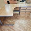 Light Oak Radial Desk With 2x Desk High Pedestals 